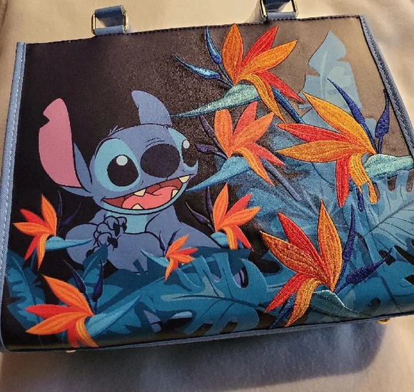 Loungefly Stitch Tropical Bird Of Paradise Blue Tote NWT Beautifully Embroidered - Picture 5 of 12